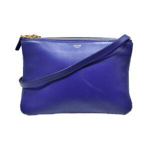 Celine Trio Shoulder Bag Blue Leather
